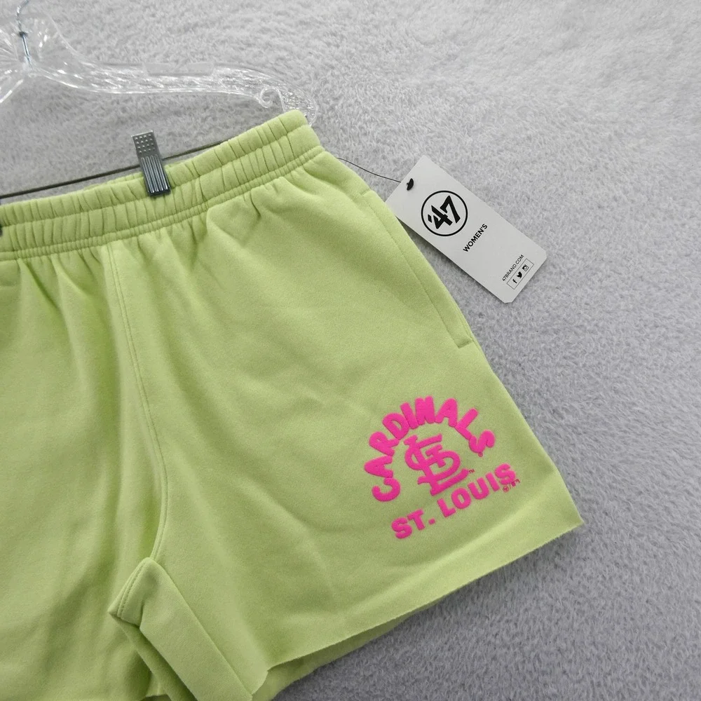 '47 Shorts Women Small St. Louis Cardinals Lime Green Pink‎ Graphic Fleece MLB